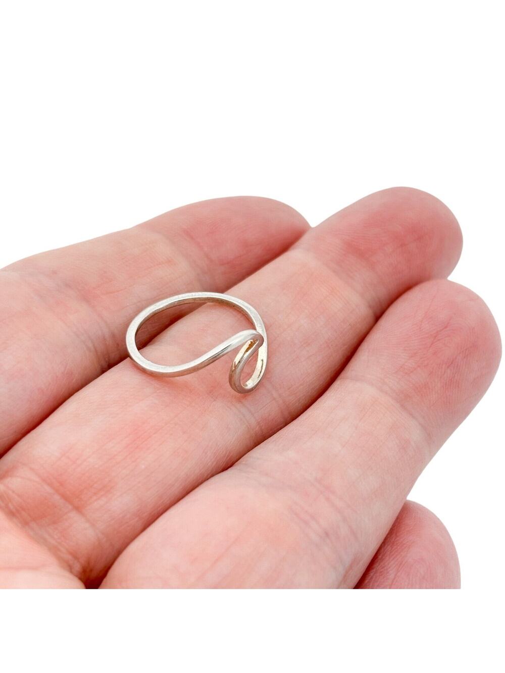 Vintage Sterling Silver 925 Minimalist Wave Ring Size 5